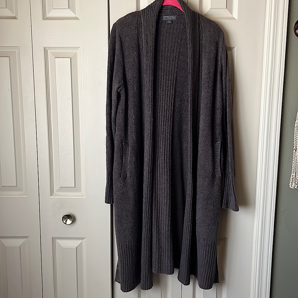 Barefoot dreams taupe long cardigan barely worn. Smoke free home